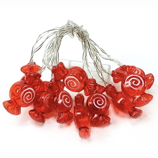 LED_ lyskæde _med _rødt_ slik